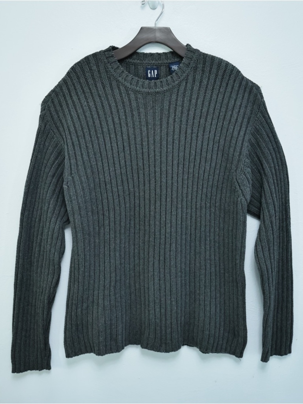 GAP Men's Ribbed Crewneck Sweater Long Sleeve - Charcoal